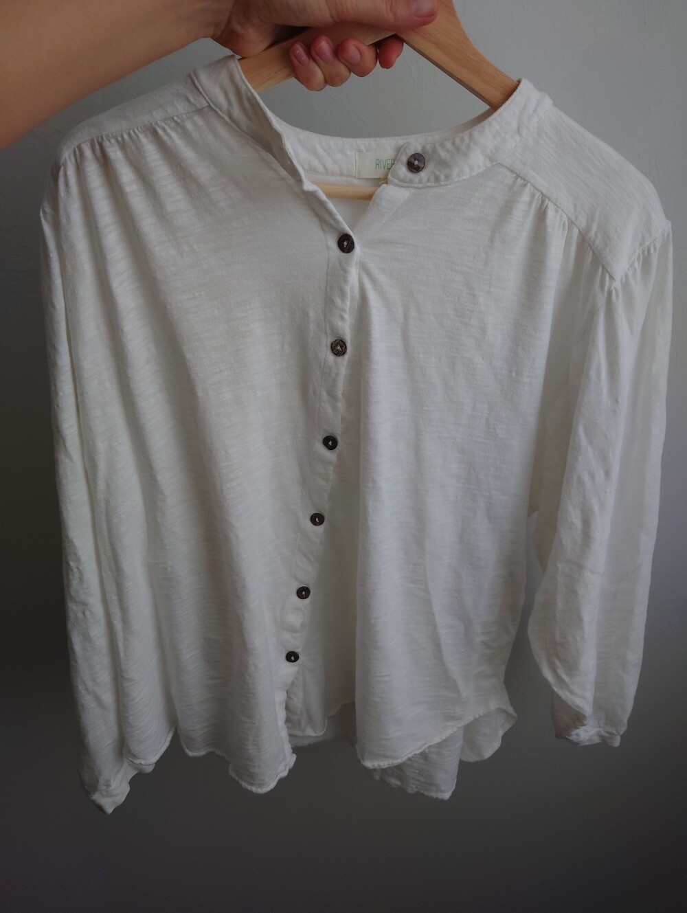 Lightweight White Button-Front Blouse 100% Organic Cotton! Made In The USA!